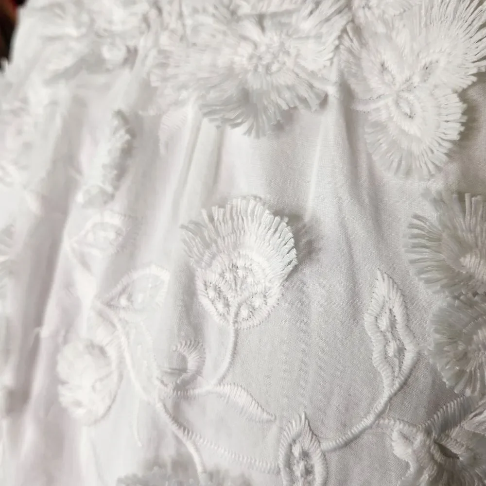 Ann Taylor White High Neck Halter Floral Applique' Mini A Line Dress Size M/L - Picture 10 of 12